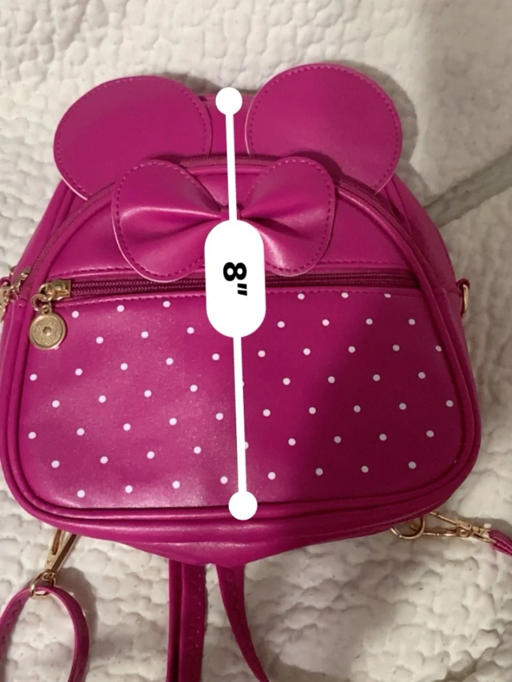 Hot Pink Mouse Ear Bow Convertible Mini Backpack Shoulder Purse